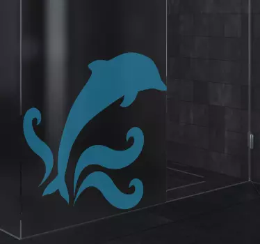 Springender Delphin Folie Duschkabine - TenStickers