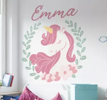 Einhorn Märchen Wandtattoo mit Namen - TenStickers