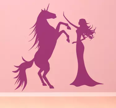 Einhorn und Frau Sticker - TenStickers
