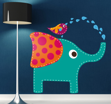 Elefant und Vogel Aufkleber - TenStickers