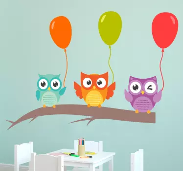 Eulen mit Luftballons Wandtattoo - TenStickers