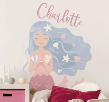 Meerjungfrau mit Namen Wandtattoo Kinderzimmer - TenStickers