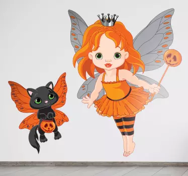 Fee mit Katze Aufkleber - TenStickers