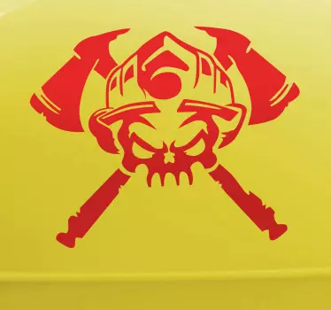 Totenkopf mit Feuerwehrhelm Wandtattoo Jugendzimmer - TenStickers