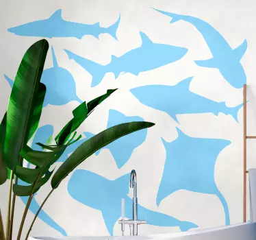 Fisch aufkleber haifisch silhouette kollektion - TenStickers