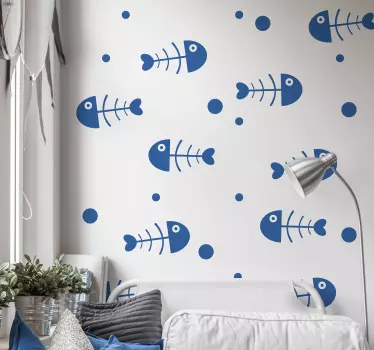 Fisch aufkleber mit verspielten fischmustern - TenStickers