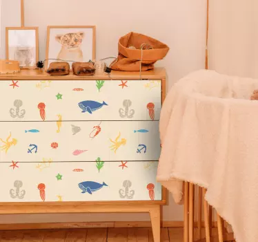 Fisch Aufkleber muster mit meerestieren - TenStickers