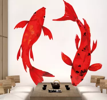 Fisch Aufkleber verspielter roter koi - TenStickers