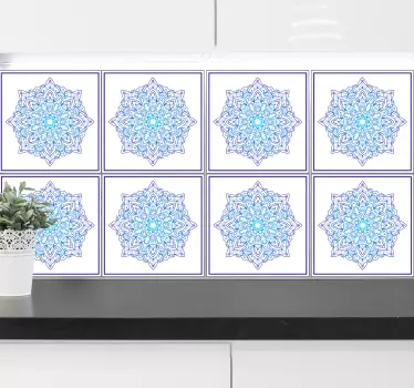 Fliesenaufkleber aufwendig blaues mandala - TenStickers