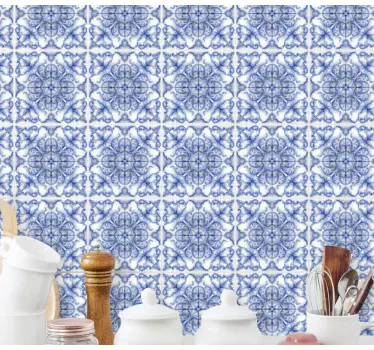Fliesenaufkleber elegante blaue muster - TenStickers