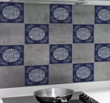 Fliesenaufkleber klassische blaue muster - TenStickers