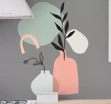 Fliesenaufkleber mit abstrakten blumenvasen - TenStickers