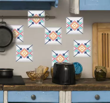 Fliesenaufkleber mit geometrischem buntem muster - TenStickers