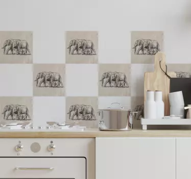 Wandtattoo Küche Elefanten Fliesen Aufkleber - TenStickers