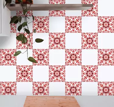 Fliesenaufkleber traditionelle rote muster - TenStickers