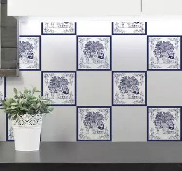 Fliesenaufkleber vintage blumenmotiv - TenStickers