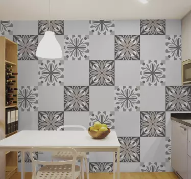 Fliesenfolie Beute und weißes Blumenmuster - TenStickers