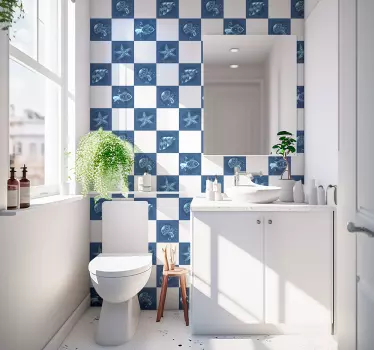 Wandtattoo Badezimmer – Fliesenaufkleber Meerestiere - TenStickers