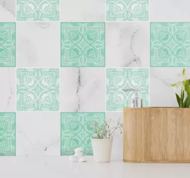 Wandtattoo Badezimmer Zierzeichnung Fliesenaufkleber - TenStickers