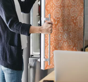 Kühlschrank Folie elegantes oranges muster - TenStickers