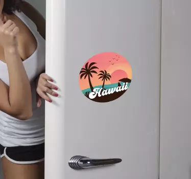 Folie kühlschrank hawaii sonnenuntergang szene - TenStickers