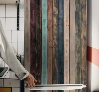 Folie kühlschrank im landhausstil aus holz - TenStickers