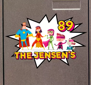 Folie kühlschrank personalisierte superhelden familie - TenStickers