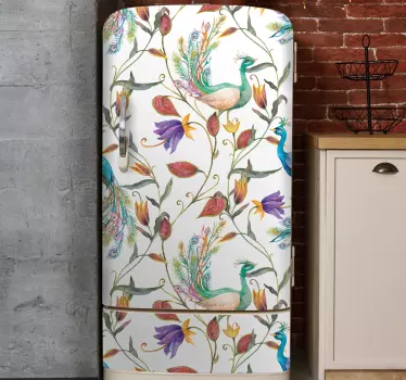 Kühlschrank Folie Pfauenblumen Druck - TenStickers