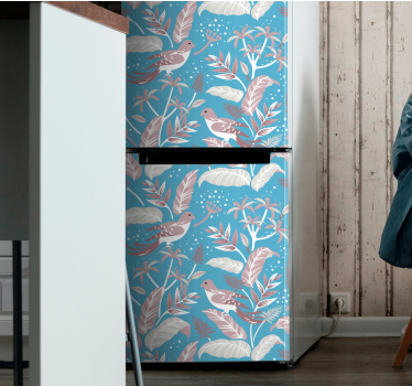 Kühlschrank Aufkleber vogel-laub-design - TenStickers