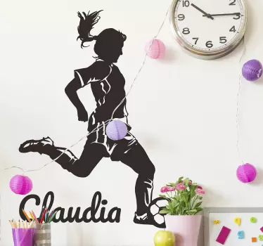 Fußballspielerin Wandtattoo mit Namen - TenStickers