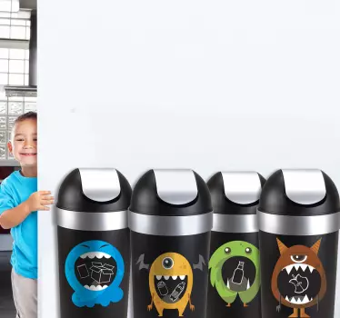 Aufkleber Mülltonne kleine Monster - TenStickers