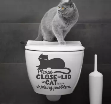 Wandtattoo Badezimmer schließe den Deckel Katze - TenStickers