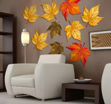 Pack von 9 Herbstblätter Aufkleber - TenStickers