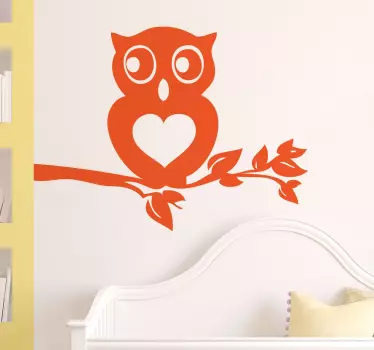 Wandtattoo Ast mit Eule und Herz - TenStickers