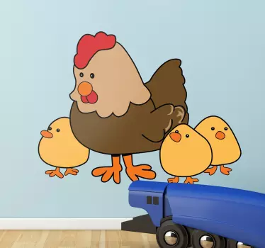 Huhn mit Kücken Sticker - TenStickers