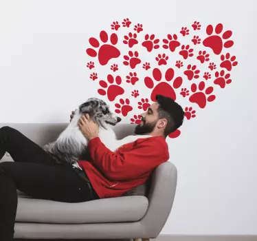 Hund Pfotenabdrücke Herz Wandtattoo - TenStickers