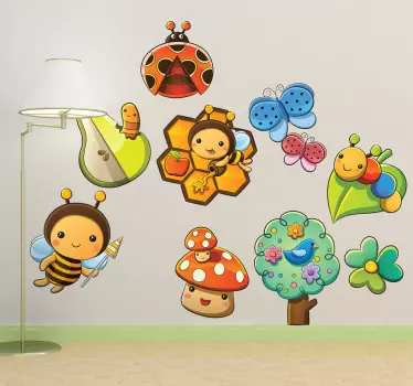 Insekten und Blumen Aufkleber - TenStickers