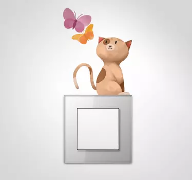 Katze und schmetterlinge Lichtschalter Sticker - TenStickers