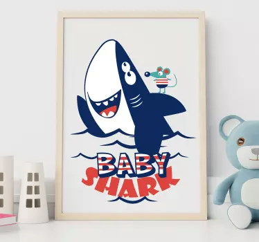 Wandtattoo für Zuhause Baby Shark mit Maus - TenStickers
