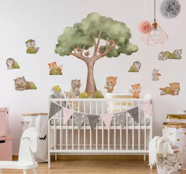 Wandtattoo Kinderzimmer süße waldtiere - TenStickers
