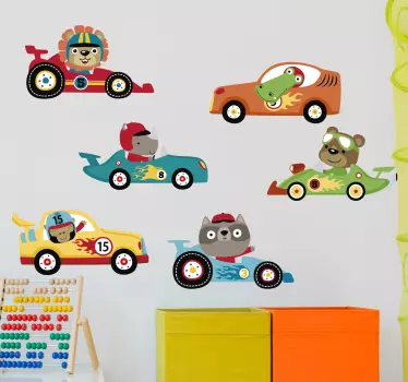Kleinwagen mit tieren wandtattoo - TenStickers