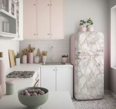 Kühlschrank Folie rosa Marmorstruktur - TenStickers