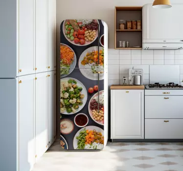 Kühlschrank Folie Schüsseln mit Essen - TenStickers