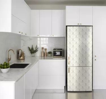 Kühlschrank Folie Weiß Goldene Geometrische - TenStickers