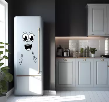Kühlschrank Folie Gesicht mit Besteck - TenStickers