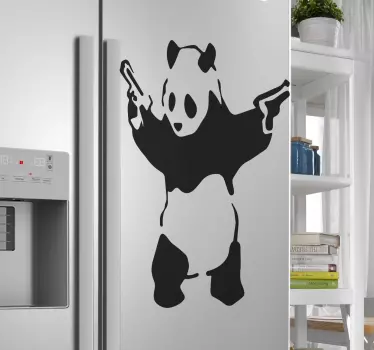 Banksy Panda mit Waffen Kühlschrank Aufkleber - TenStickers