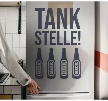 Kühlschrank Sticker Tankstellentext mit Bier - TenStickers