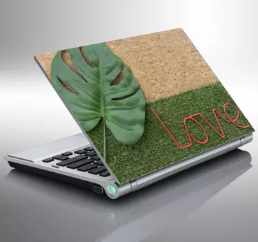 Laptopaufkleber Kork mit Blatt - TenStickers