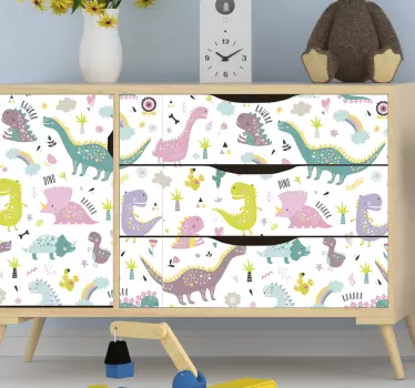 Lichtschalter aufkleber mit süßen dinosaurier-mustern - TenStickers