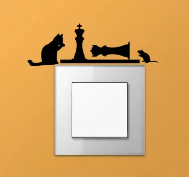 Lichtschalter Aufkleber schach-katzenszene - TenStickers